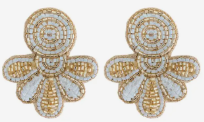 Gold & White Beaded Earrings