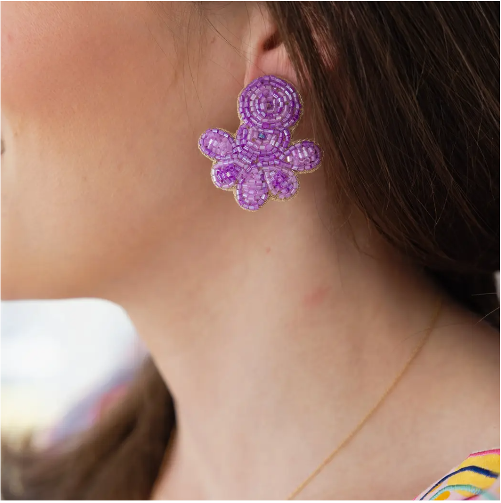 Lavender Beaded Earrings