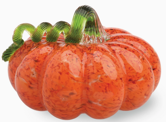Glass Orange Pumpkin with Green Stem