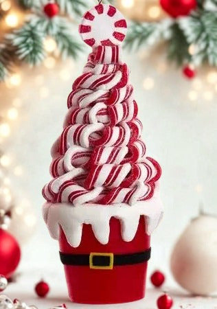 Kurt Adler Candy Cane Tree in Santa Bucket Ornament