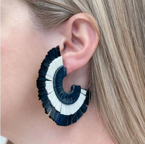 Raffia Fan Hoop Earrings