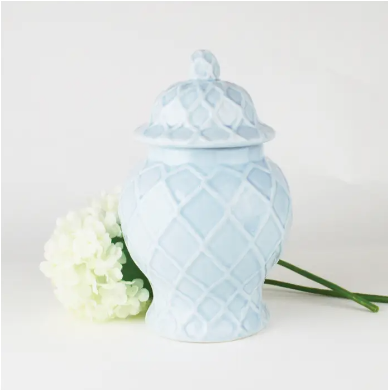 Small Light Blue Textured Ginger Jar
