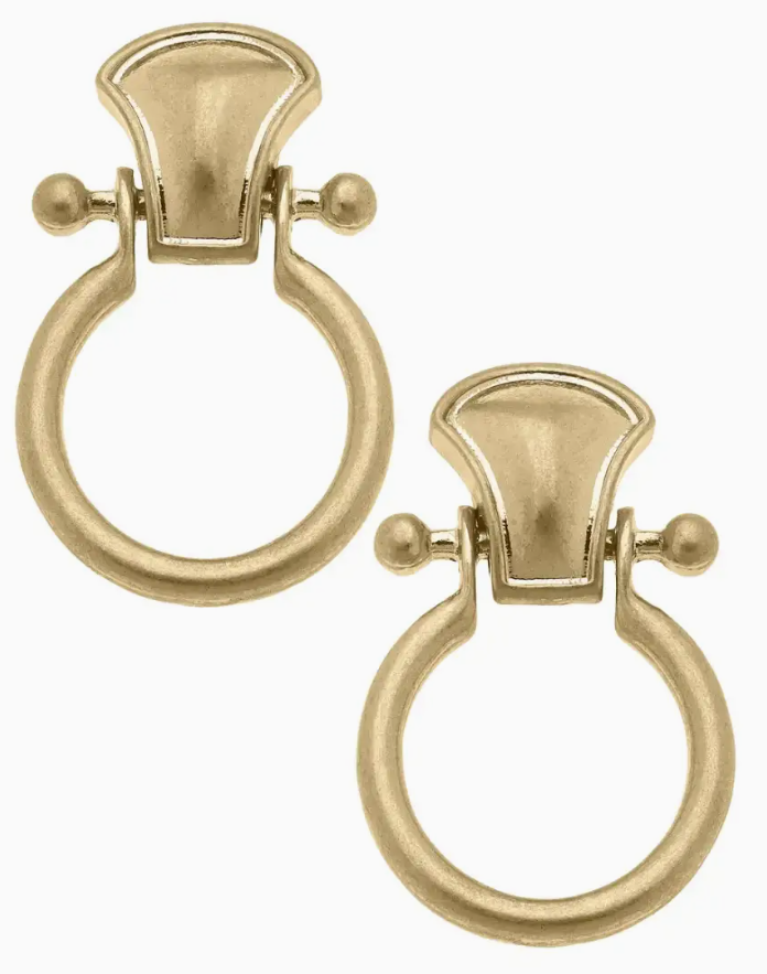 Stevie Horsebit Earrings in Shiny Gold