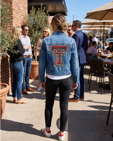 *PREORDER* Texas Tech Red Raiders Rhinestone Denim Jacket | Double T Logo | Game Day Fan Wear