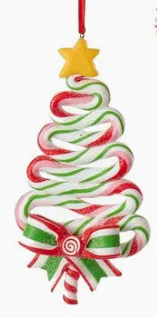 Kurt Adler Candy Cane Tree Ornament | Green, Red, and White
