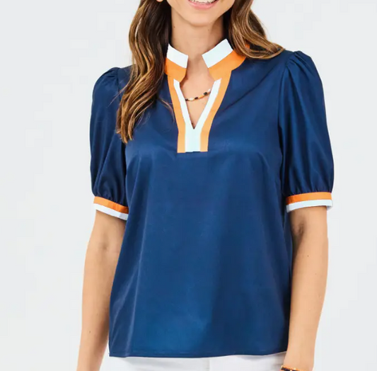 Tricia Top | Navy & Orange