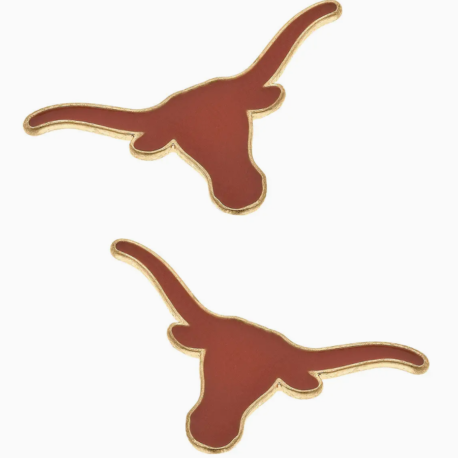 Texas Longhorns Enamel Stud Earrings in Burnt Orange