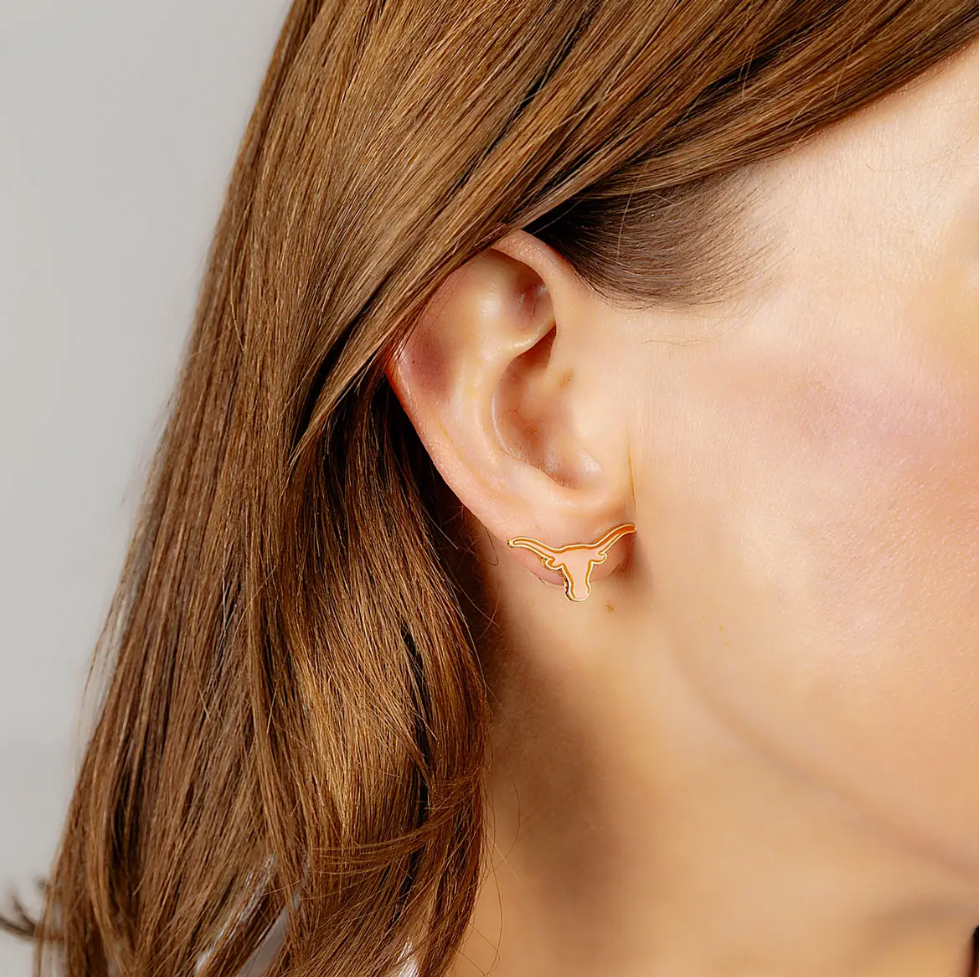 Texas Longhorns Enamel Stud Earrings in Burnt Orange