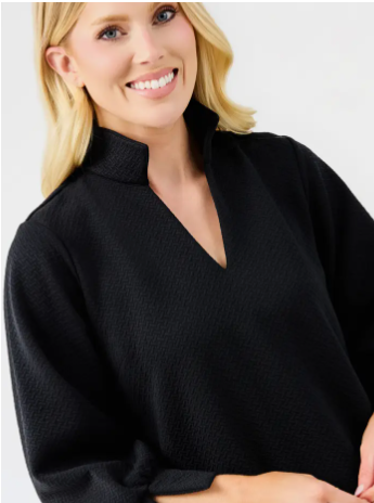 Hadley Black Textured V-Neck Dress