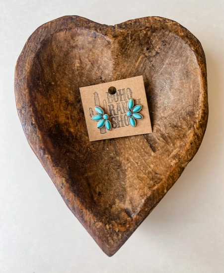 Western Turquoise Floral Stud Earrings