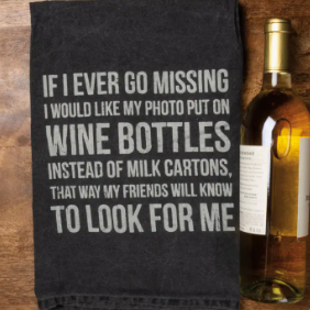 "Put My Photo on Wine Bottles" Funny Kitchen Towel | Wine Lover Gift | Cotton Tea Towel