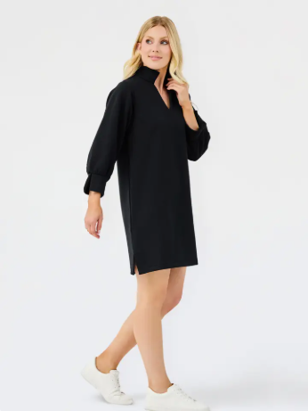 Hadley Black Textured V-Neck Dress