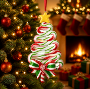 Kurt Adler Red, White & Green Candy Cane Tree Ornament