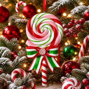 Kurt Adler Red, Green & White Peppermint Lollipop Christmas Ornament