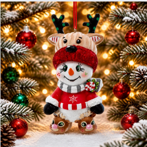 Kurt Adler Snowman Reindeer Hat & Slippers Ornament