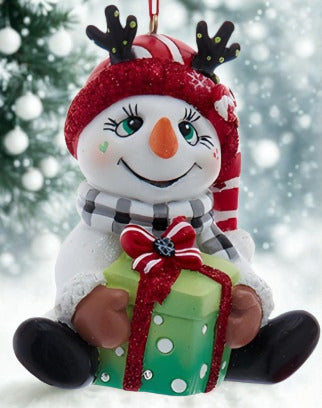 Kurt Adler Snowman with Gift Ornament