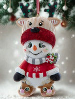 Kurt Adler Snowman with Reindeer Hat Ornament
