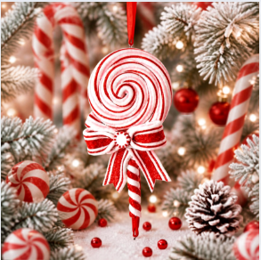 Kurt Adler Red & White Peppermint Lollipop Christmas Ornament